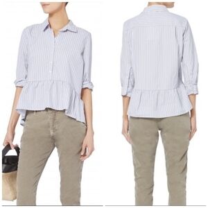 INTERMIX Trovata Striped Peplum Top Size S